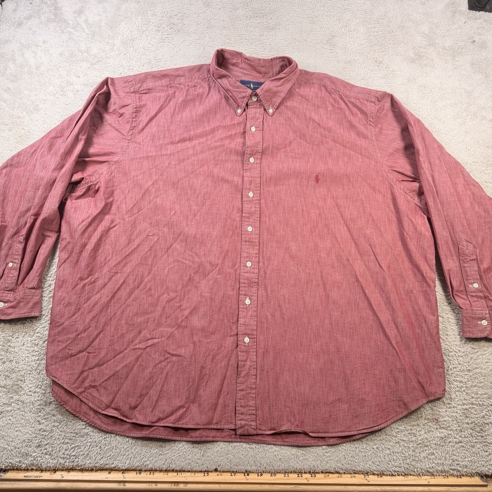 Polo Ralph Lauren Shirt Mens 4XB Red Classic Fit Long Sleeve Button Down Pony